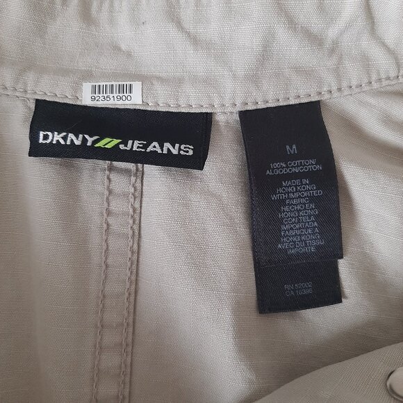 VTG DKNY JEANS tan cotton canvas military utility peplum jacket Sz M - Picture 9 of 12